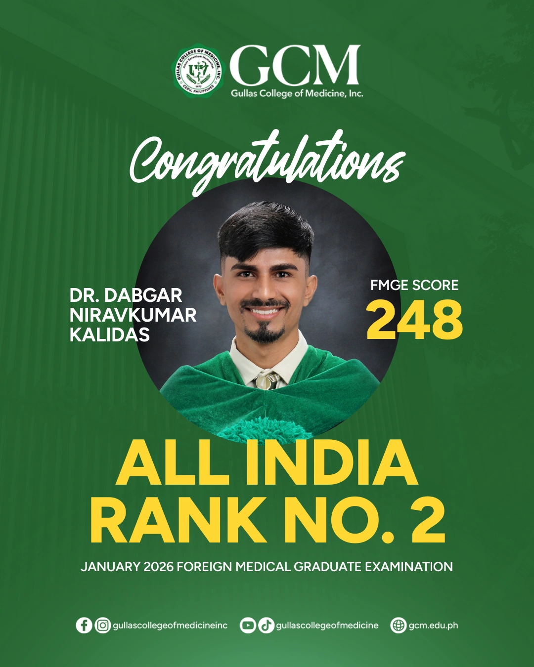All India Rank Number 2 Dr. DABGAR NIRAVKUMAR KALIDAS