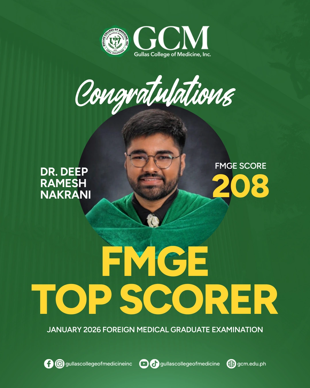 FMGE Top Scorer DR. Deep Ramesh Nakrani