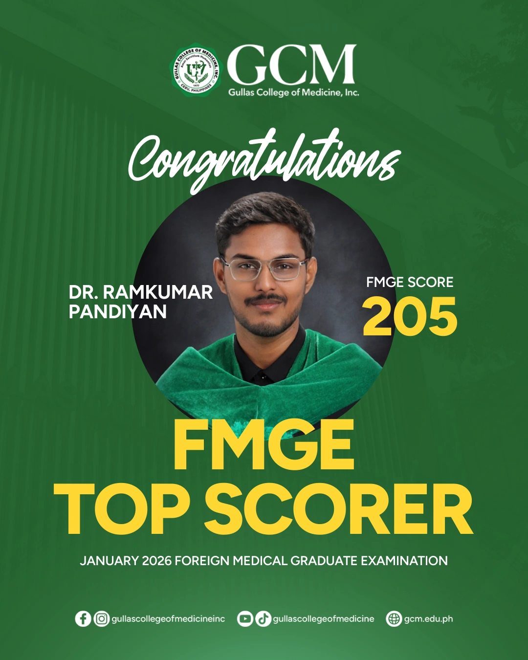 FMGE Top Scorer DR. Ramkumar Pandiyan