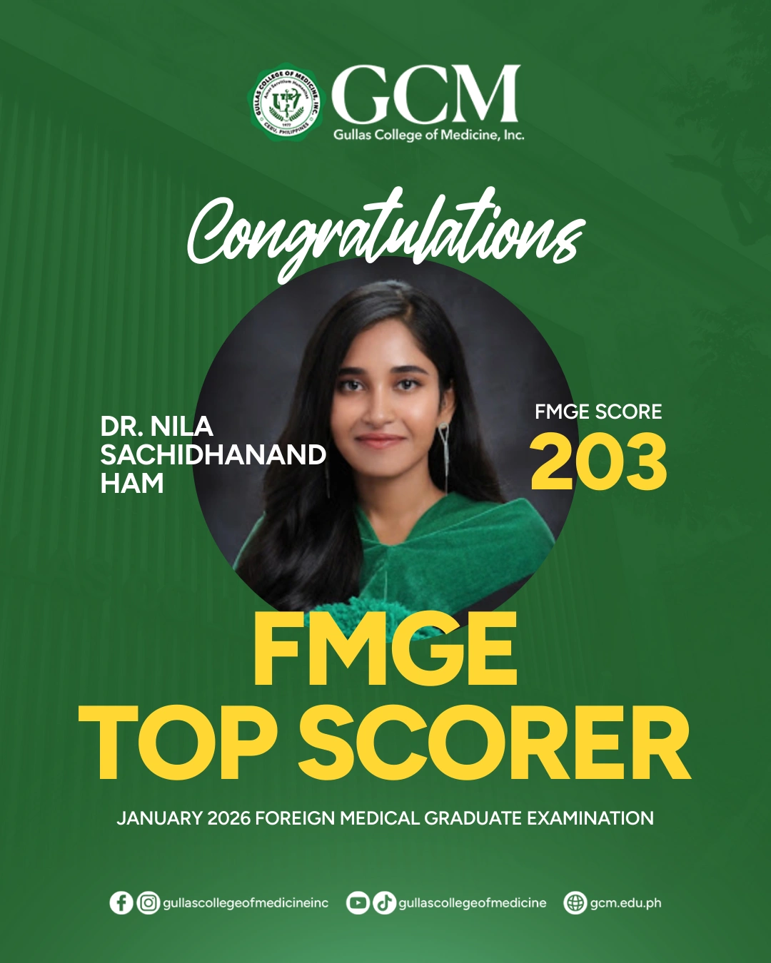 FMGE Top Scorer DR. Nila Sachidhanandham