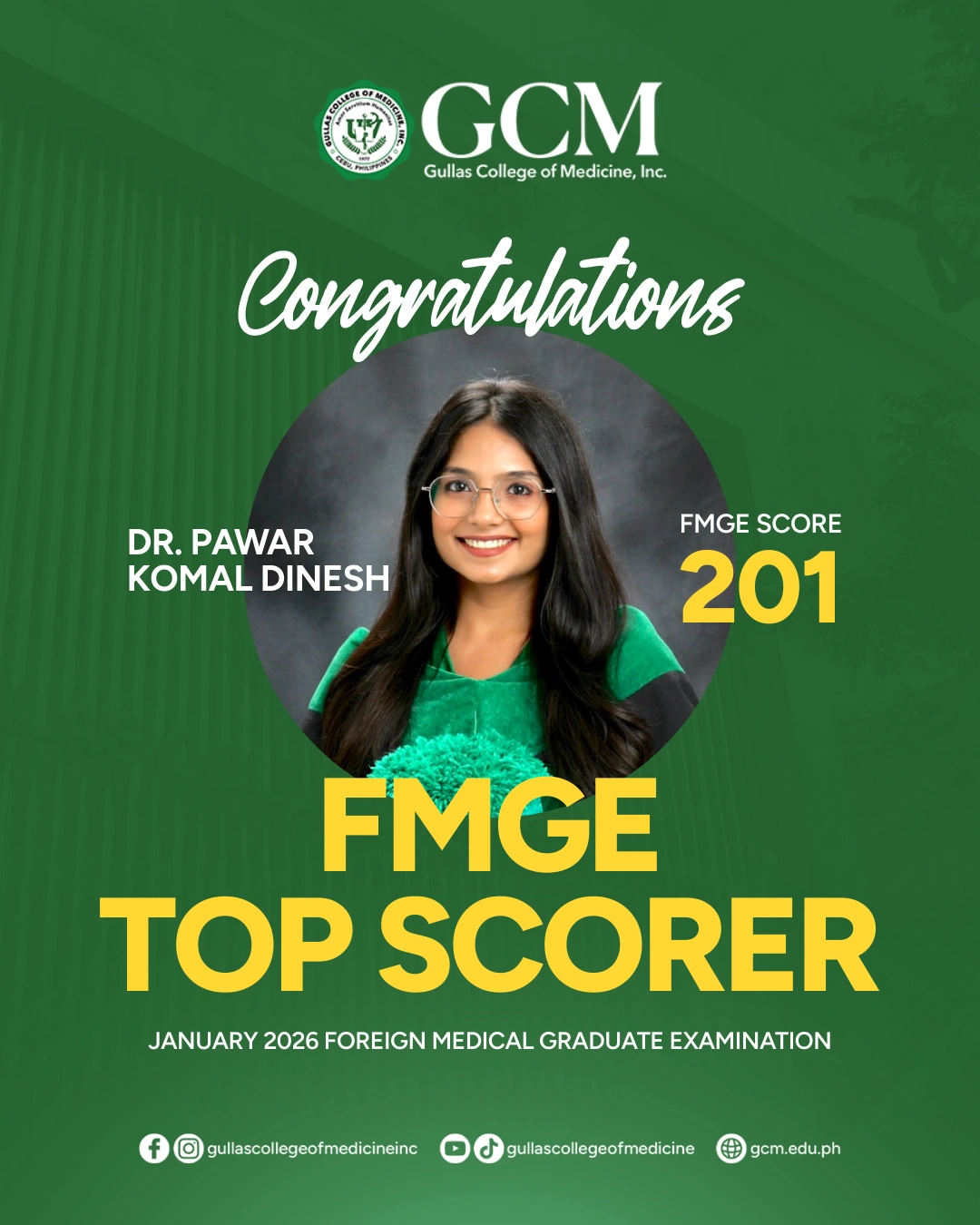 FMGE Top Scorer DR. PAWAR KOMAL DINESH