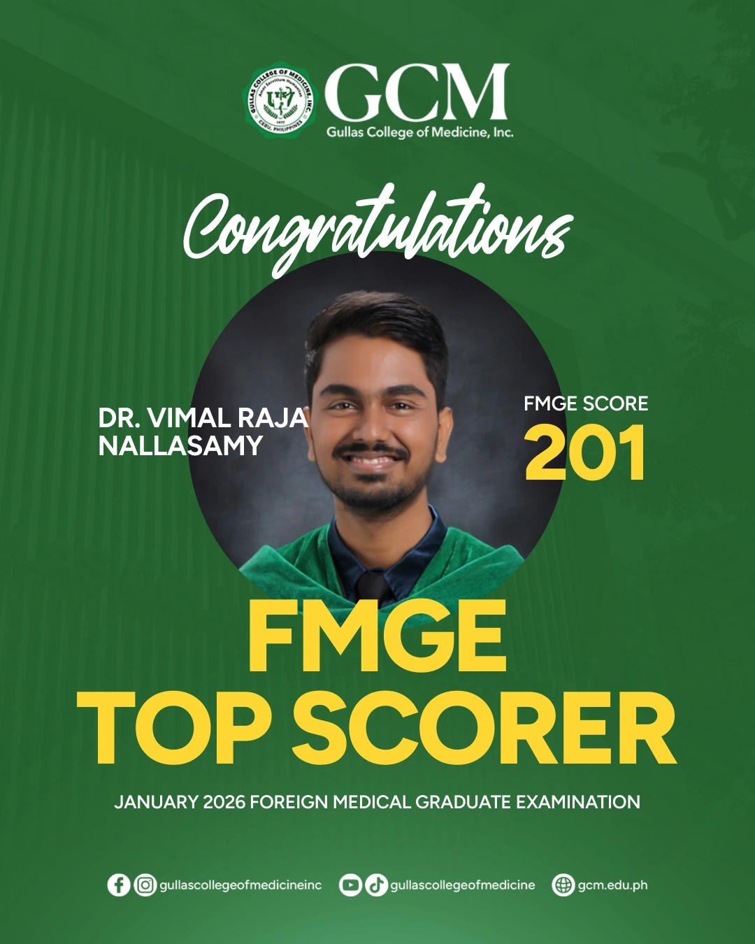 FMGE Top Scorer DR. VIMAL RAJA NALLASAMY